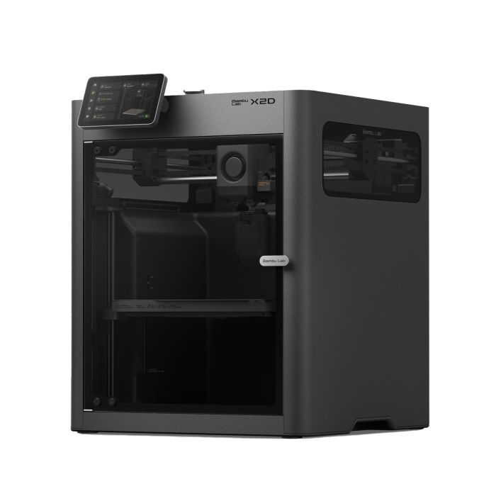 Bambu Lab X2D enclosed 3D printer with touchscreen